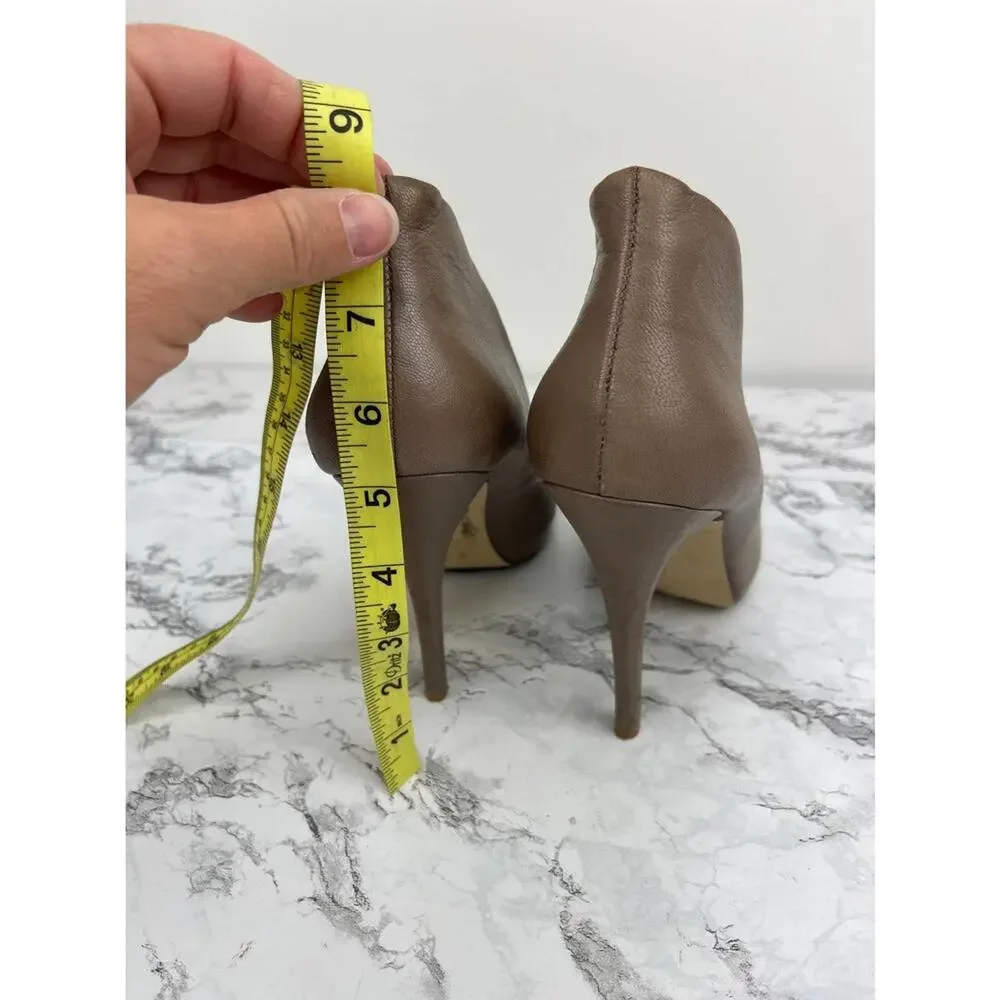 Aldo Taupe Brown Leather D'Orsay Platform Pumps Heels Size 40 Women's